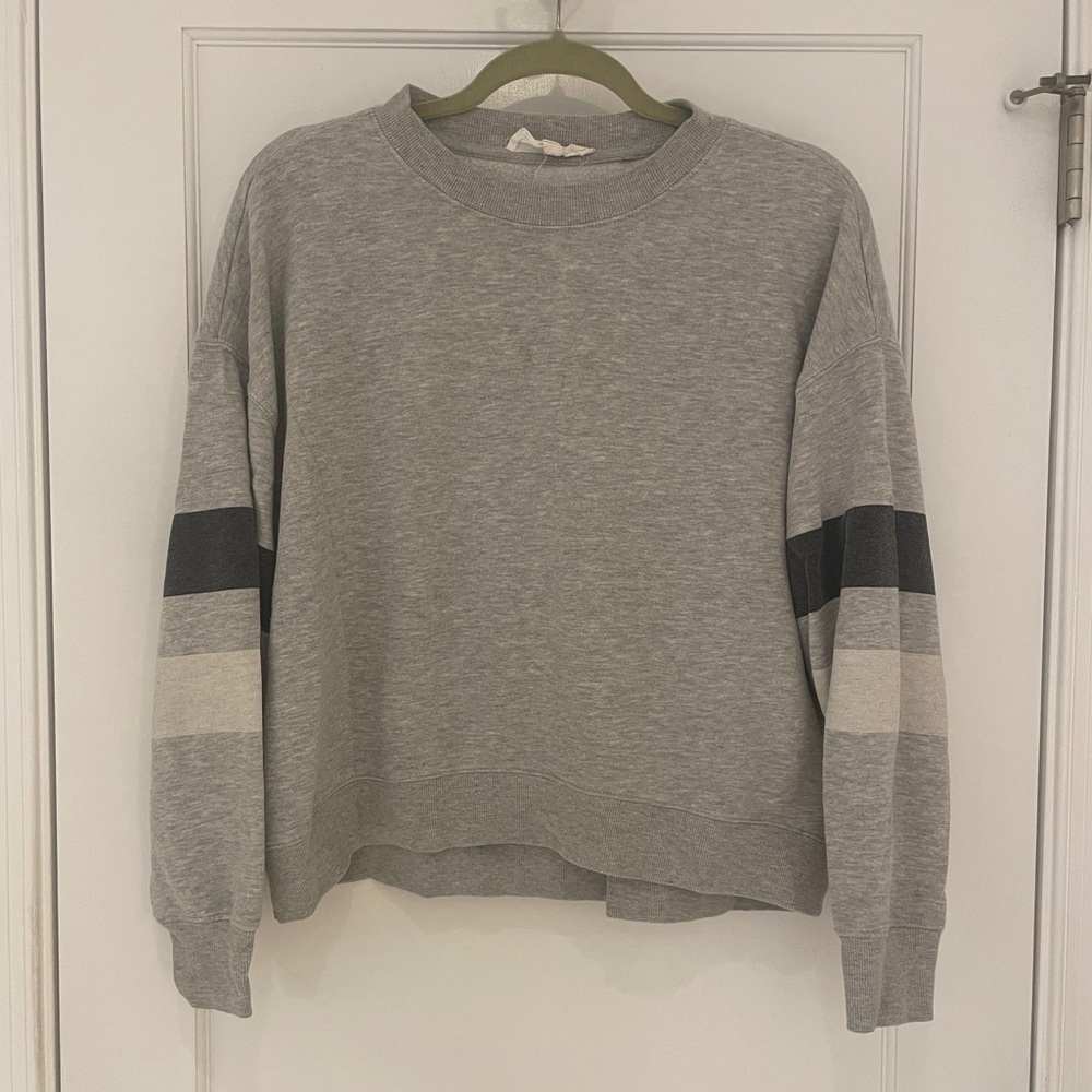 Hippie Rose Grey Women’s Sweatshirt Striped Sleeve Detail Fall And Winter